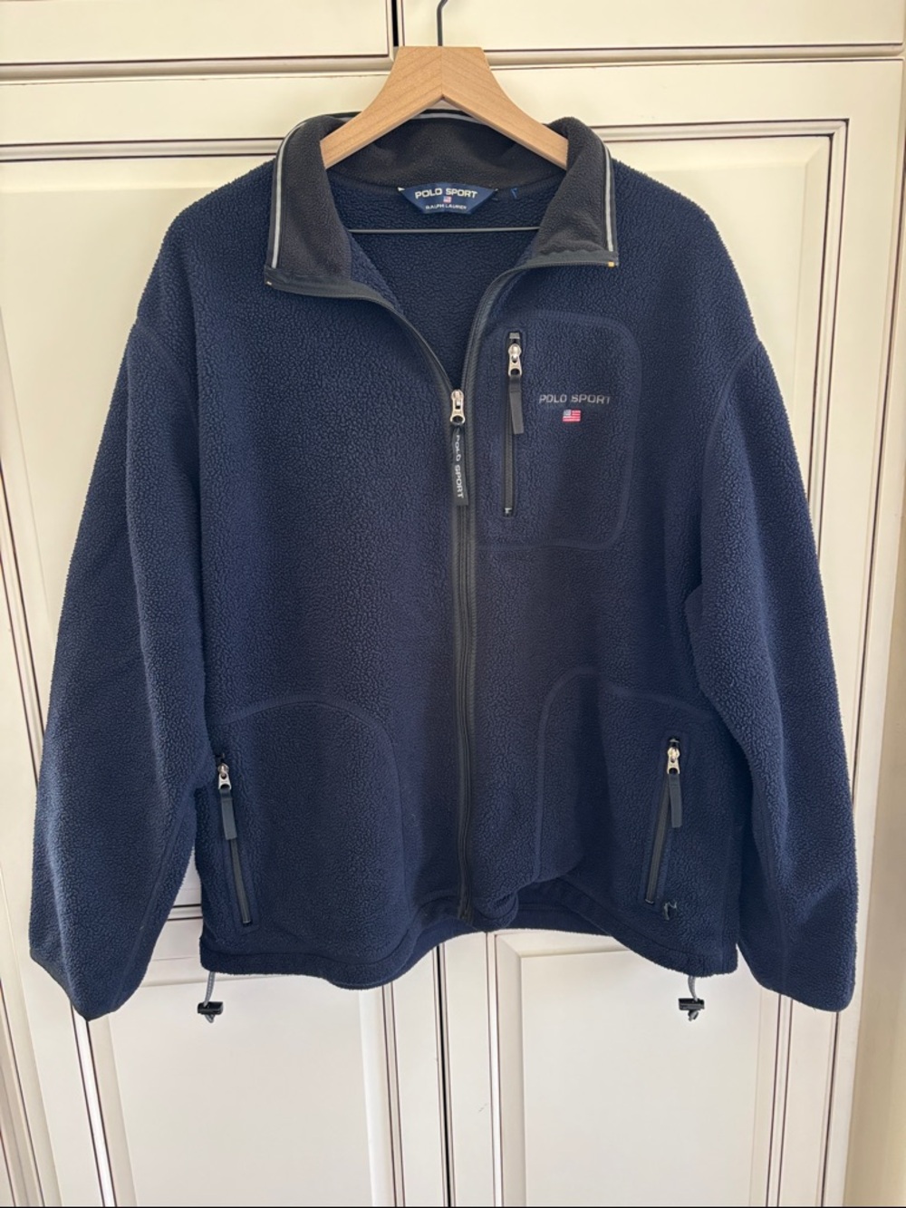 Vintage Polo Sport‎ Ralph Lauren USA Navy Blue Fleece Full Zip Outdoors Men's XL